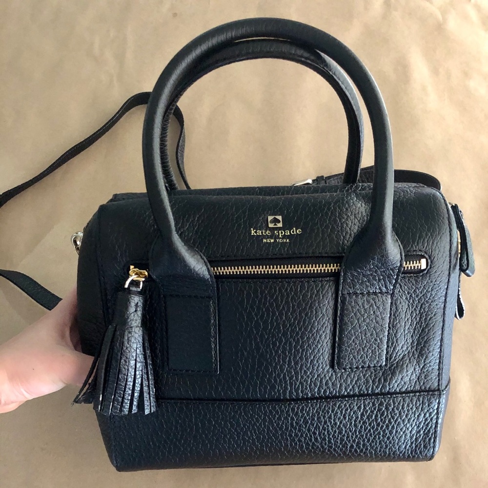 Kate Spade Black Pebbled Leather Tassel Satchel - Picture 2 of 15